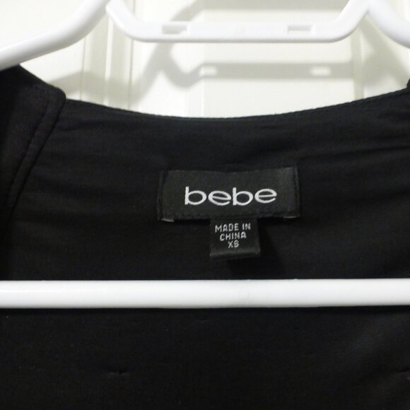 BEBE dark blue & black stripes dress with faux leather accents - Picture 4 of 11